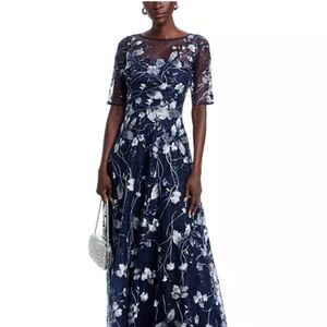 Teri Jon by Rickie Freeman Floral Embroidered Dress